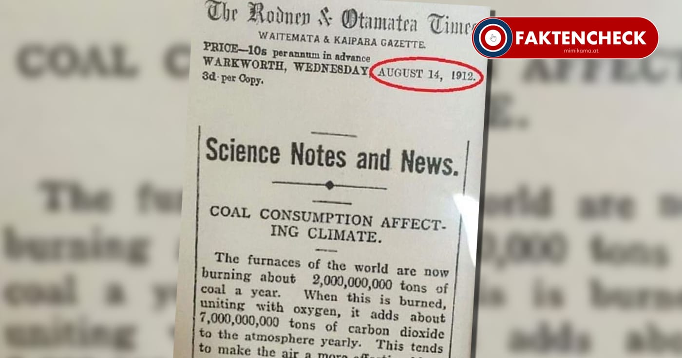 Kein Fake: Bereits 1912 wurde vor einem menschengemachten Klimawandel gewarnt