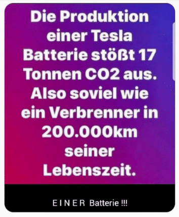 Die Zahlen sind falsch: Weniger CO₂-Emissionen bei der Herstellung einer Tesla-Batterie